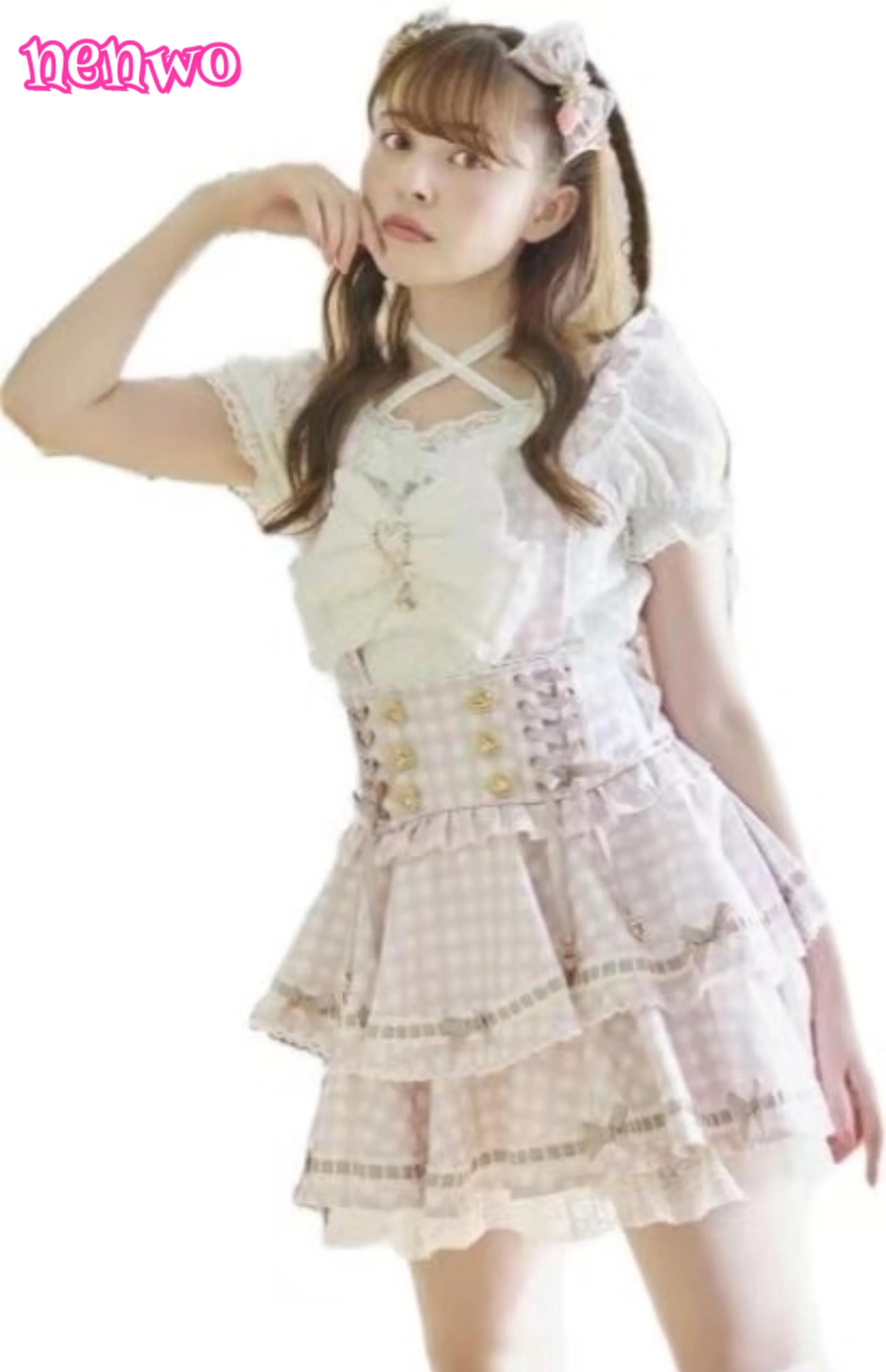 Japanese Sweet Heavy Industry Splicing Sleeve Strap Lace Bow Lace Shirt Summer Autumn New Elastic Slim Long-sleeve Tshirt Top