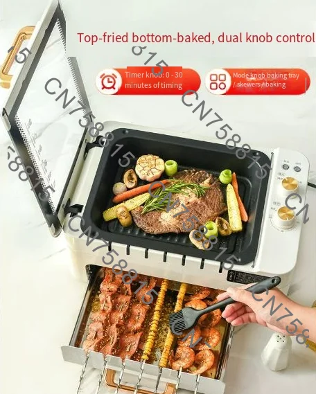 fast delivery， rotary household multi-function smoke grill, Double-layer electric grill