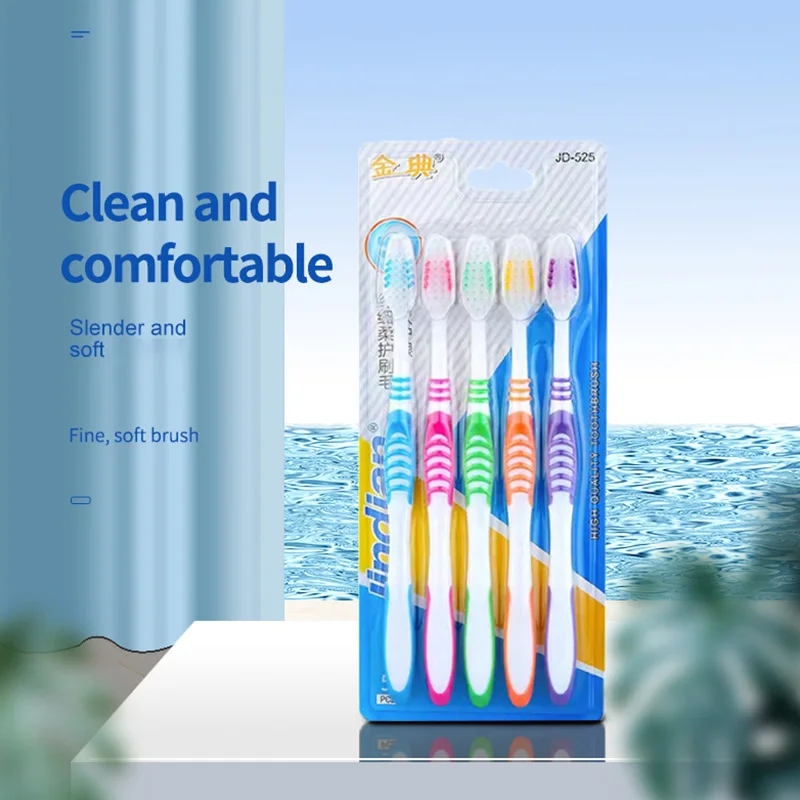 

5pcs soft hair toothbrushes gently clean the oral cavity of adult men and women