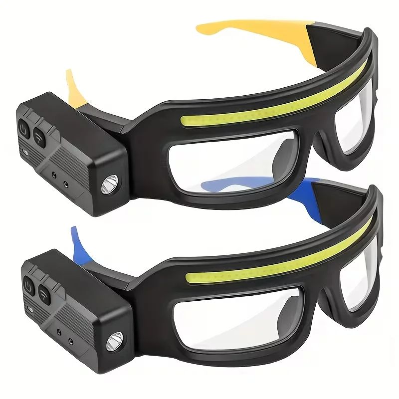 Fast Charging LED Headlamp with Built-in Glasses Light Function, Built-in Smart Motion Sensor & Portable Induction Button Switch, Cool Styling, Separately Adjustable Multi Brightness Levels, Outdoor Gear for Night Running, Cycling, Fishing & Manual Repair
