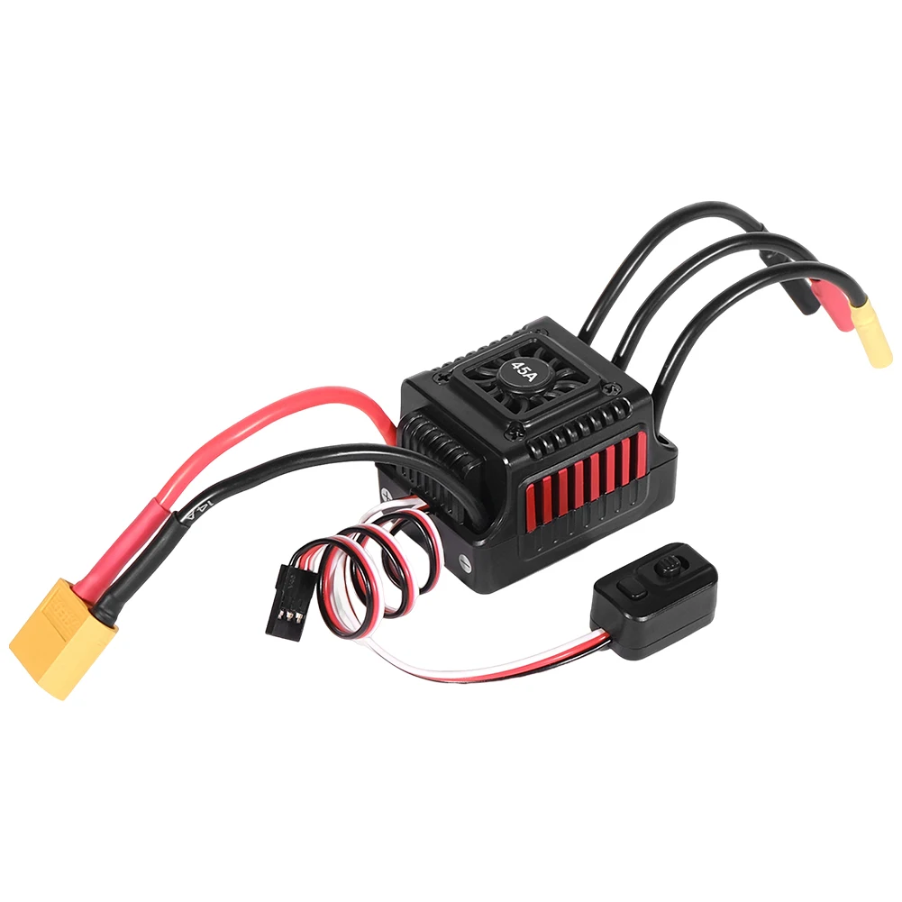 45A Brushless ESC Electric Speed Controller Waterproof Brushless Motor ESC 2-3S RC Upgrade Tools for 1/10 1:10 RC Car Truck