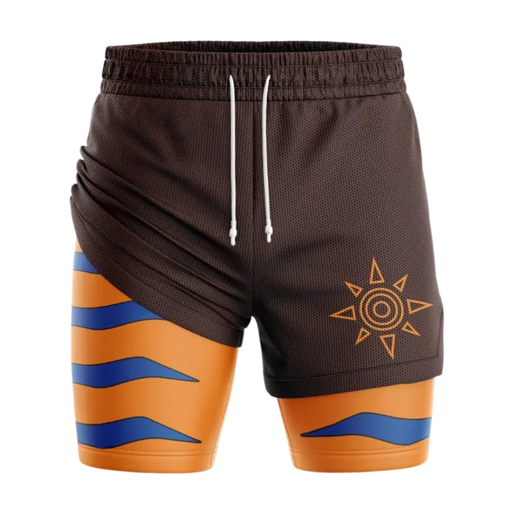 Bandai Greymon Digimon Courage Crest Anime Short de sport unisexe double couche 2-en-1 respirant et à séchage rapide pour l'été
