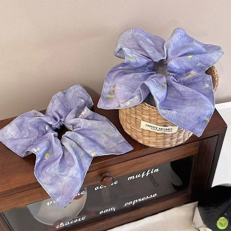 

Korean Sle Square Scarf Hair Ties Low Bun Purple Color Fre High-End Feeling Hair Accories Original Design by Fly Blue ...