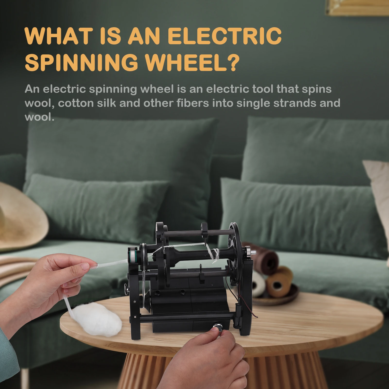 12V Electric Household Mini Spinning Wheel, Free Speed Adjustable, Wool Spinning Fibre Spinning Wheel