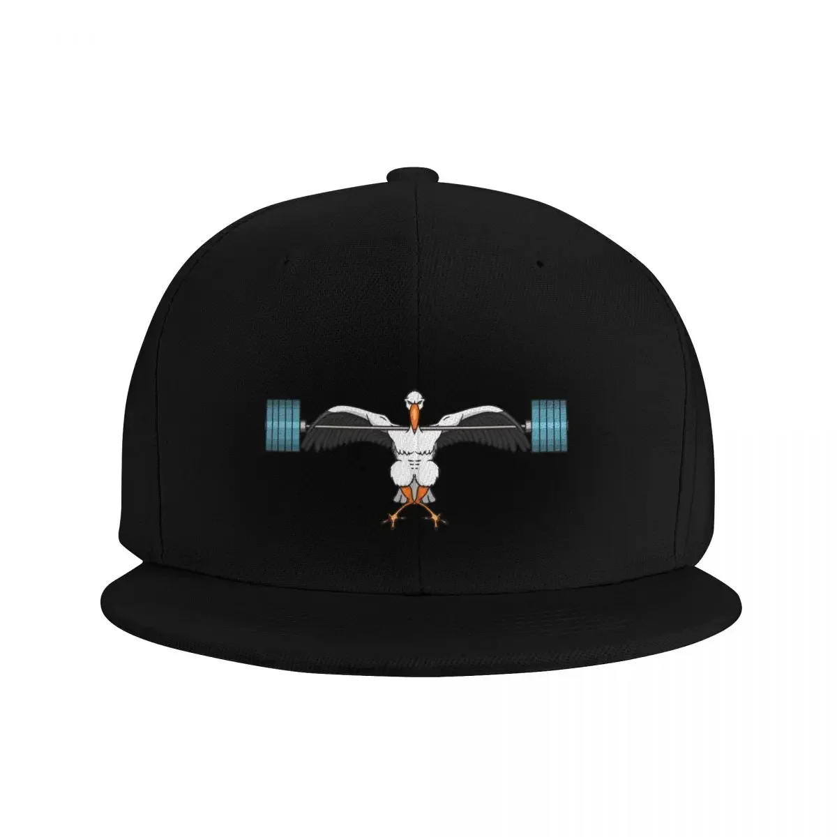 Super-strong stork doing squats. Baseball Cap Designer Hat cute Golf Cap Women's Beach Visor Men's