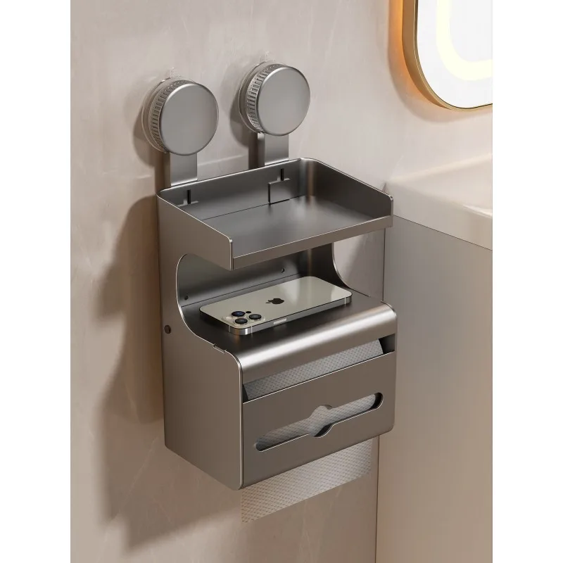 

Toilet suction cup tissue box Bathroom rack No punching Toilet paper placement Toilet roll holder