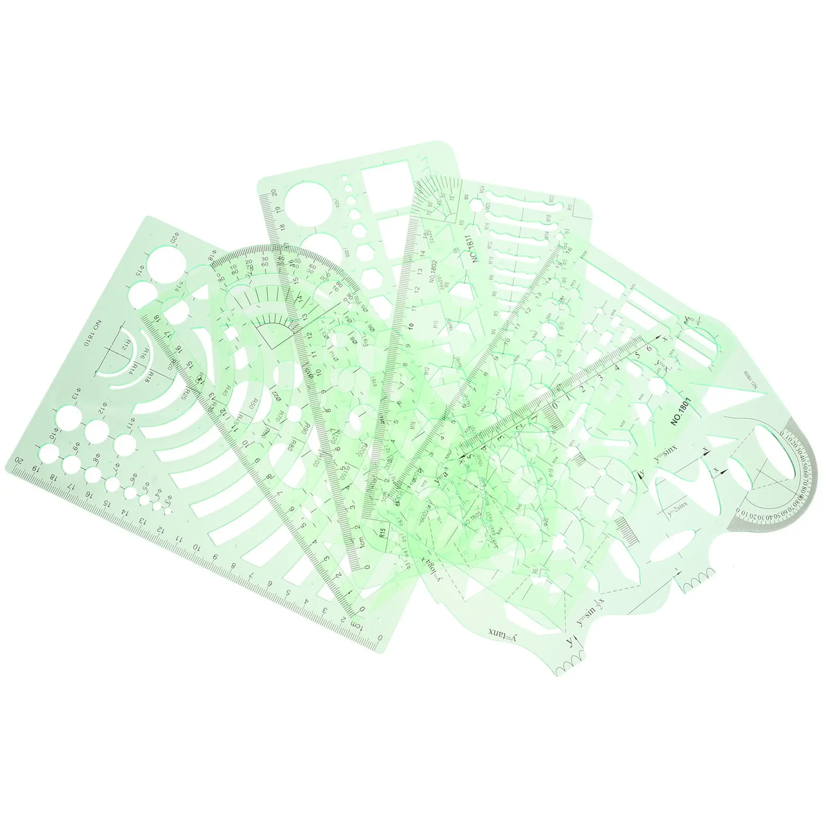 

1Set Geometric Drawing Template Kit Premium Plastic Ruler Set for Drafting Architecture Art Design School Office Use Stencils