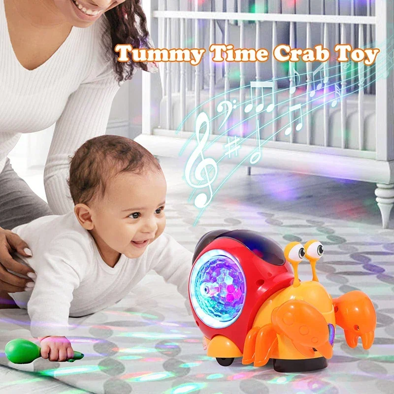 Electric Universal Hermit Crab with Light Toddler Toys Cartoon Baby Crawling Toy Electronic Animal with Music Children Gift