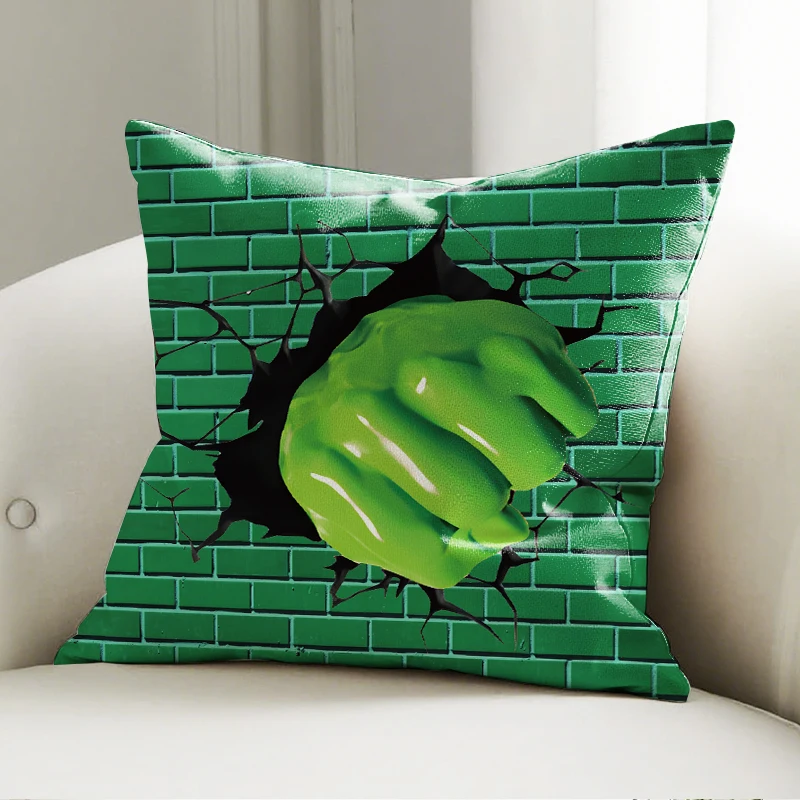 

Marvel Hulk Fist Pillow Cover Cracked Wall Pattern Decorative Cushion Sofa Bedroom Superhero Themed Gift