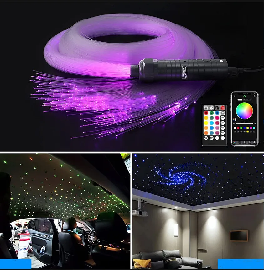 6W RGB LED Whip Fiber Optic Kit Bluetooth Waterfall Curtain Light for Window Kid Children Sensory Room Home Decoration