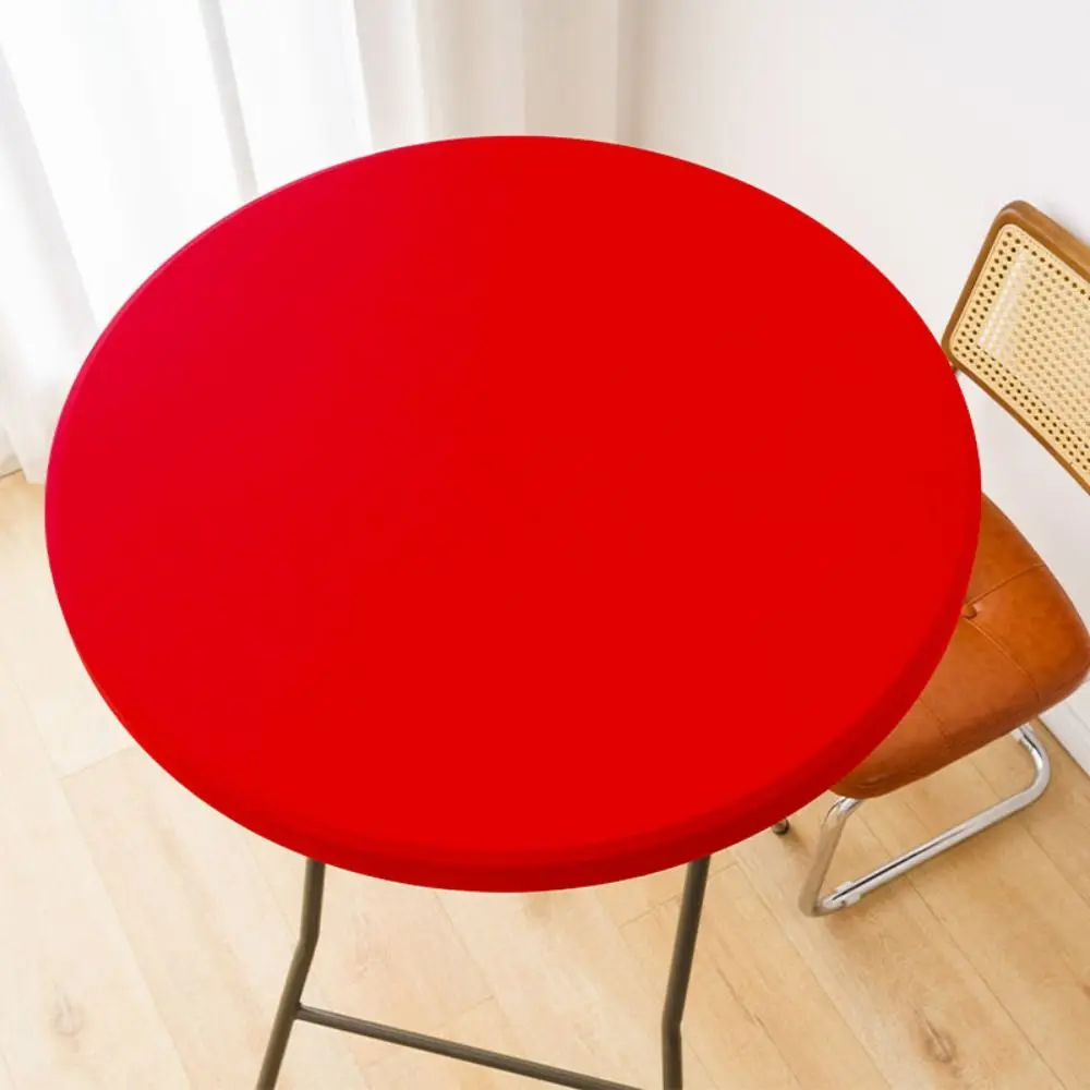 Party Supplies Milk Silk Elastic Table Cover Round Solid Color Dining Tablecloth Waterproof Table Mat Dining Table