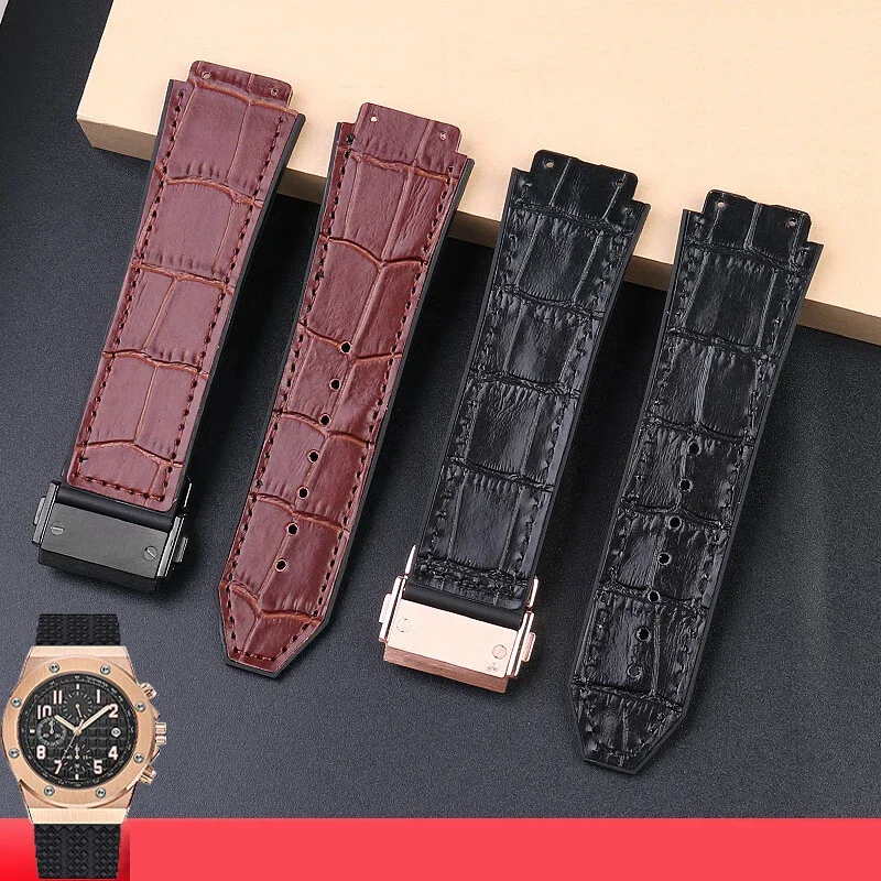 

Ремешок из натуральной кожи и резины для часов HUBLOT Hengbao, ремешок для часов Yubo Big Bang classic fusion Yubo с ремешком 19 мм, силиконовый ремешок