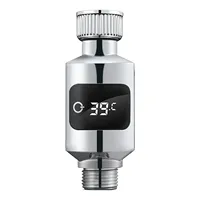 Shower Water Thermometer LED Power Display Household Shower Head Water Temperature Monitor 1/2 Inch Interface Shower Thermometer