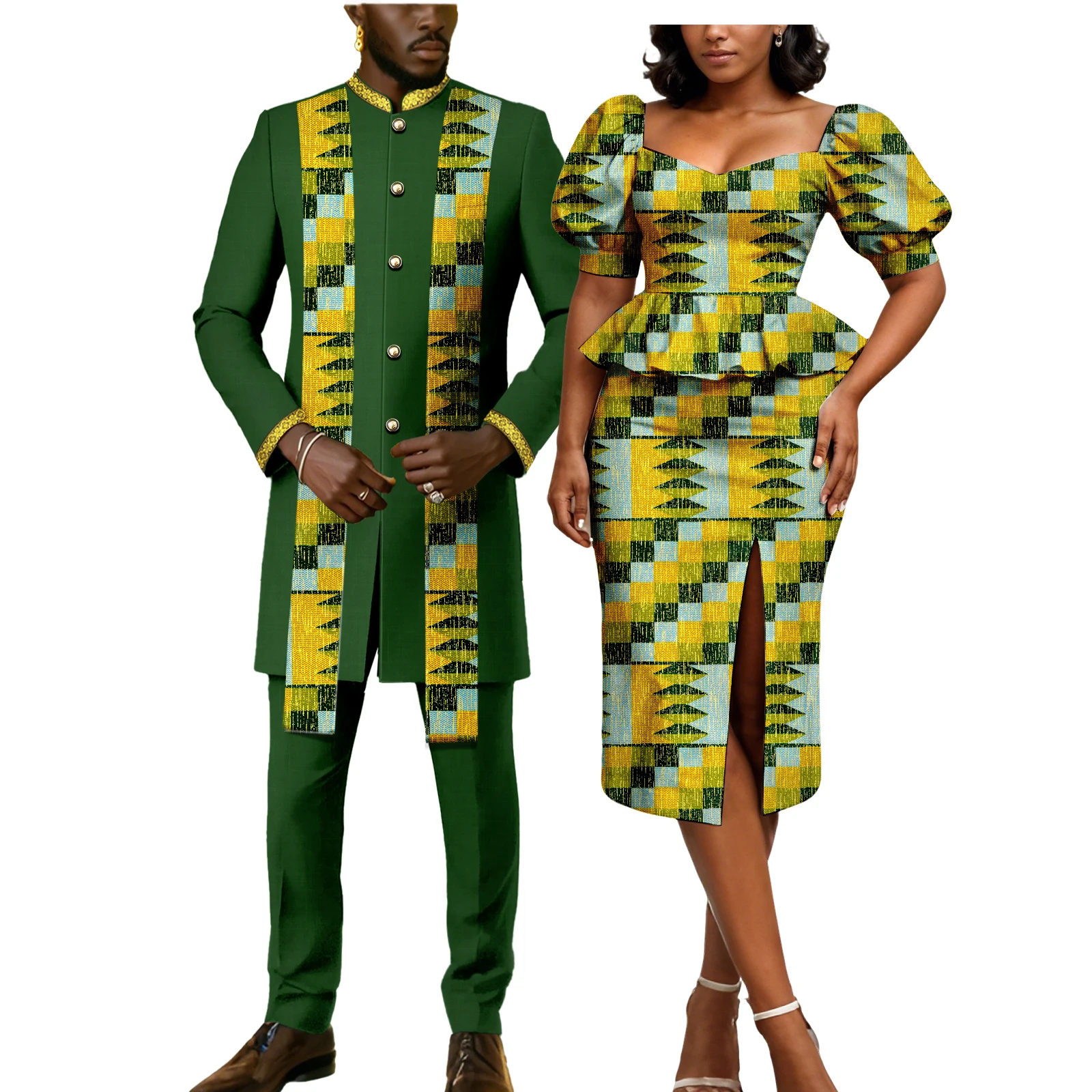 Conjunto de roupas de casal africano combinando feminino ancara roupas formais kente impressão terno ou masculino dashiki outfit jaqueta e calças