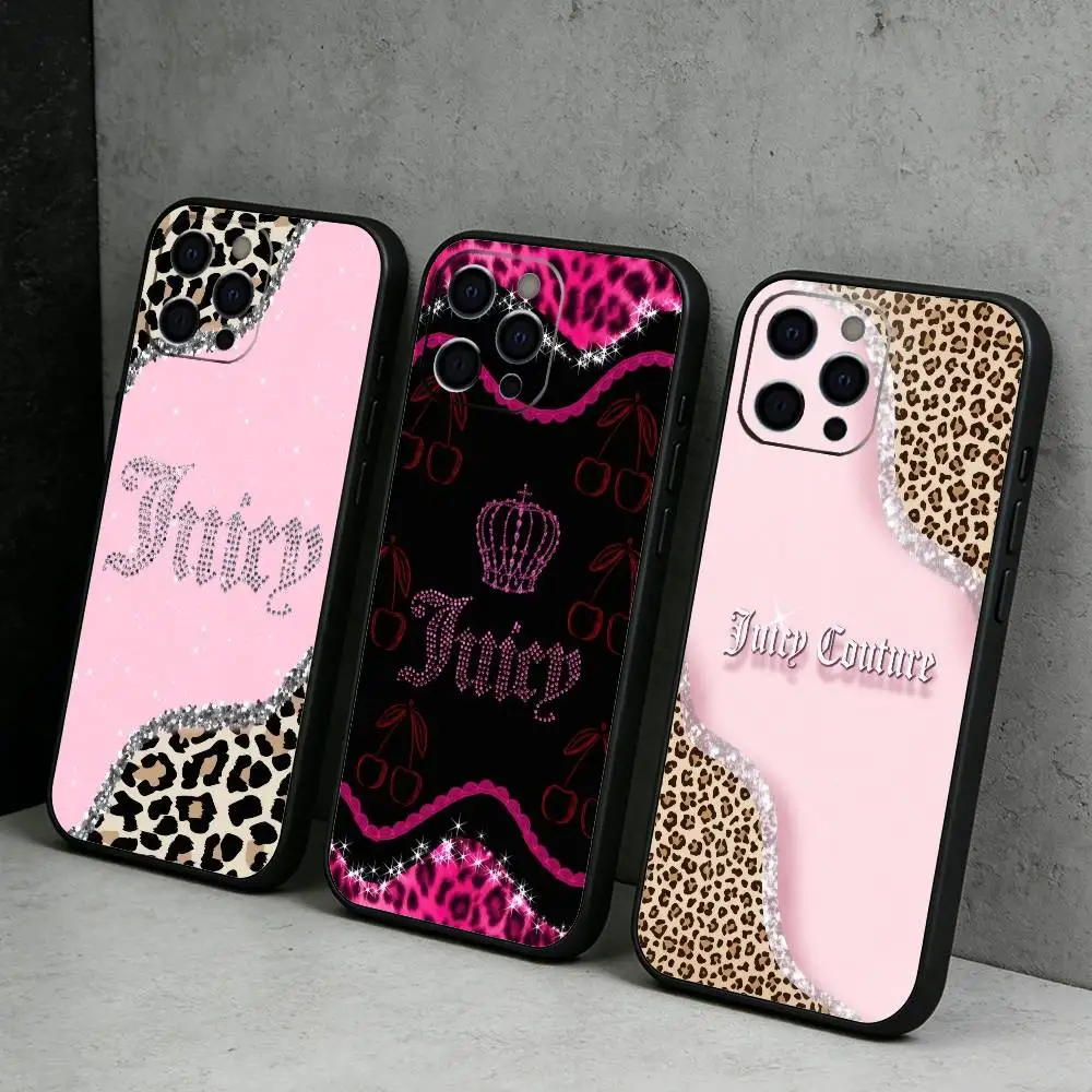 

JC-ES J-Juicy C-Couture Printed Phone Case For iPhone17,16,15,14,13,12 Plus,Max Soft Silicone Black Cover