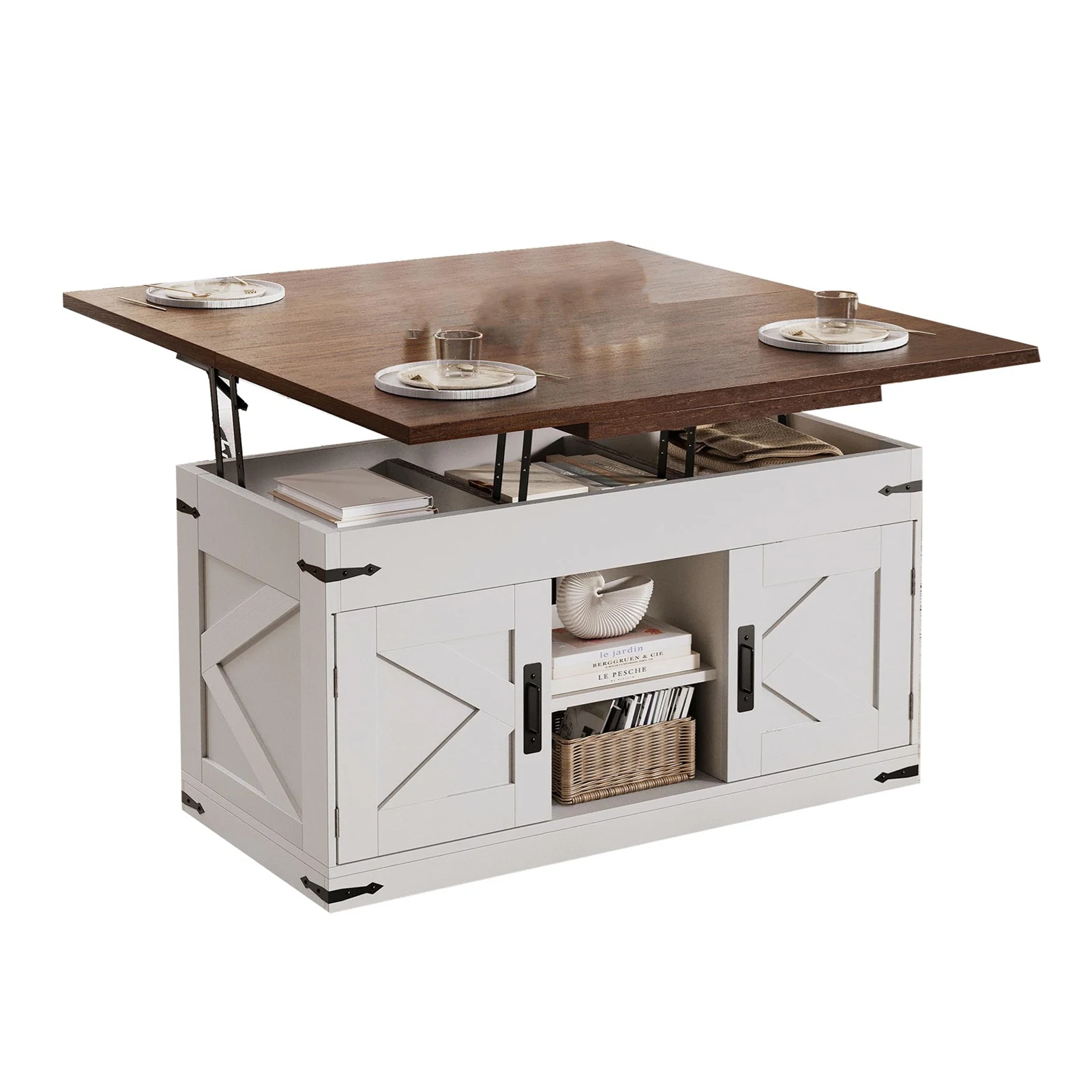 

Журнальный столик с подъемным верхом в фермерском доме Подъемный журнальный столик со станцией для хранения и зарядки 100x50x51 см Журнальный столик с подъемным верхом 15%