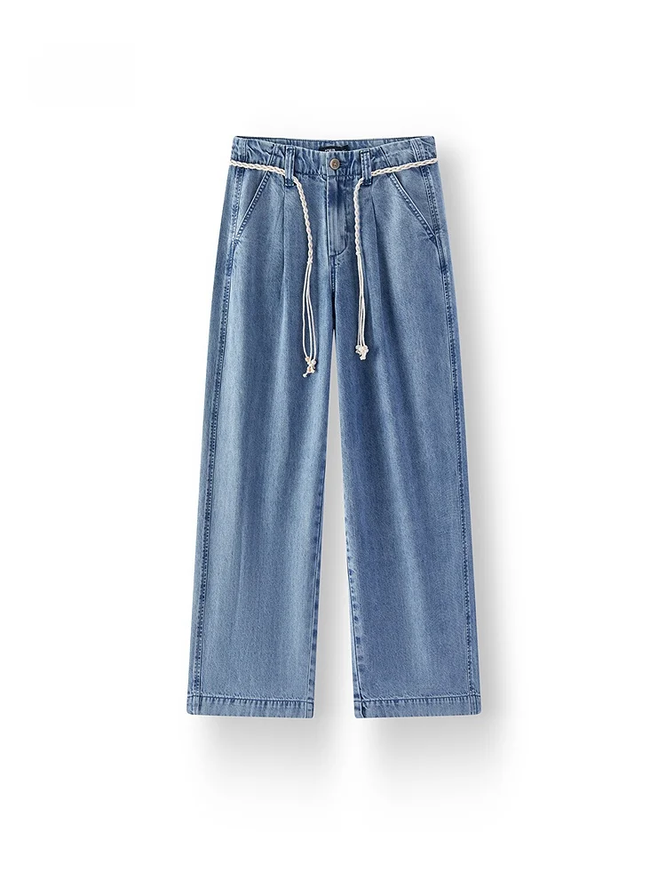 

Женские летние джинсы Semir свободного кроя с широкими штанинами, охлаждающие, модные, струящиеся, с высокой талией, из ткани