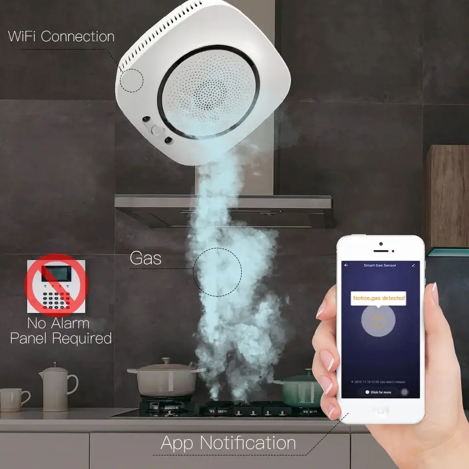 Smart Life Gas detektor Tuya Wireless Küche LPG Erdgas lecks ensor Smart life App Steuerung Arbeit mit Alexa Google Assistant – Detail 2