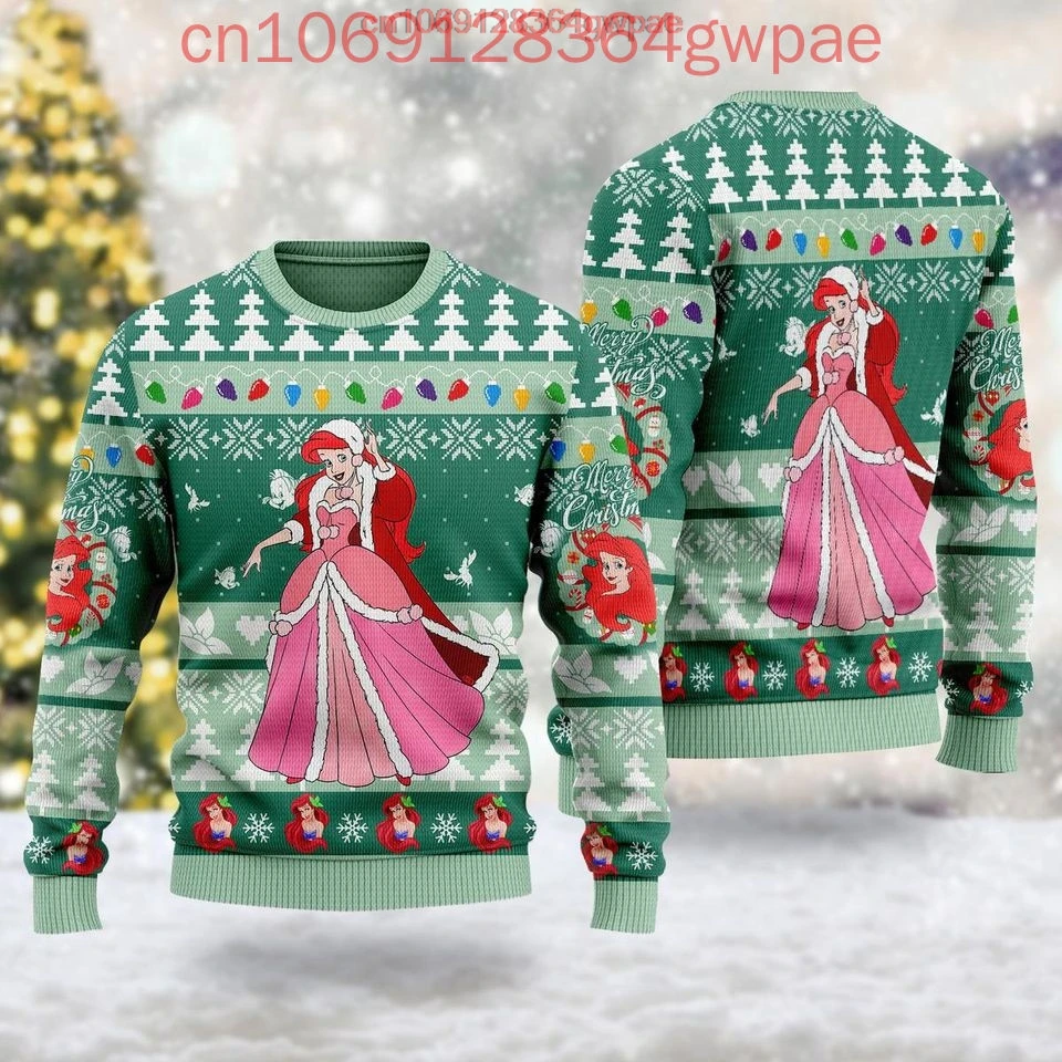 The Little Mermaid Ariel Christmas Sweater Men's Women's 3d Print Ugly Sweater Disney Casual Sweatshirt Ugly Christmas Sweater