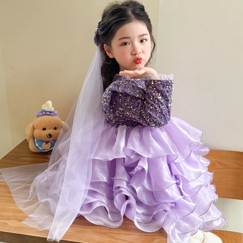 

Платье принцессы Лолиты с героями мультфильмов для девочек, рождественское осенне-зимнее детское милое платье Kawaii, модная юбка-тортик, подарок на день рождения