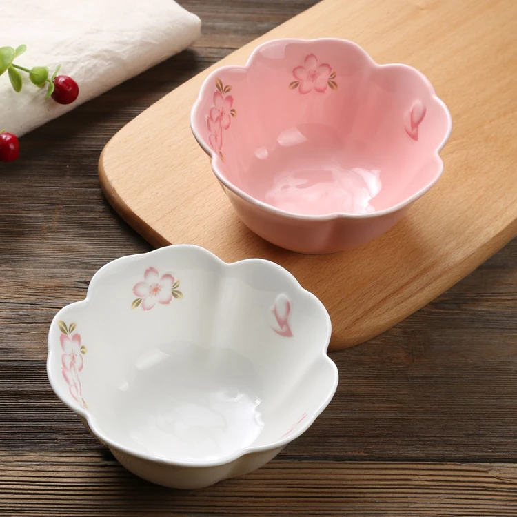 

5-Inch Embossed Cherry Blossom Ceramic Snack Bowl Salad Rice Bowl Fruit Bowl Embossed Flower Small Soup Bowl