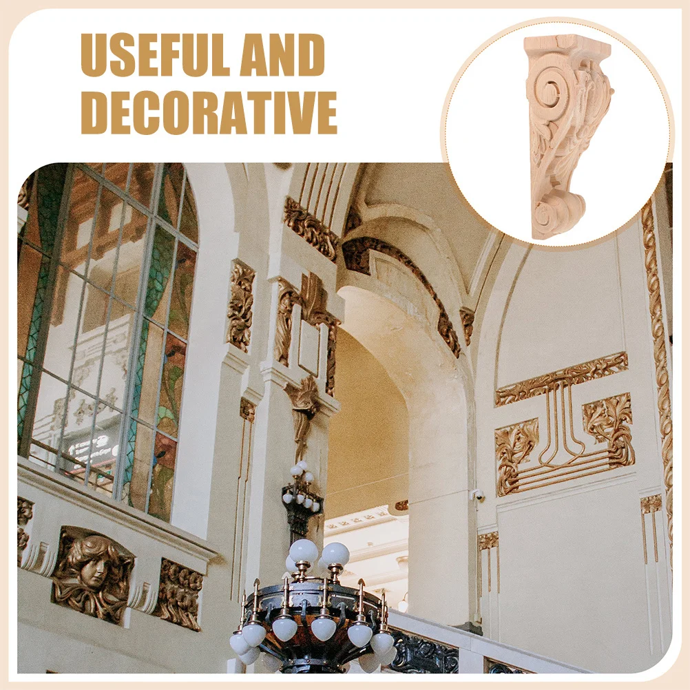 

Wooden Corbel 10x18x5.5cm European Style Carved Decorative Pilaster Furniture Framework Simple Design Sturdy Practical Smooth