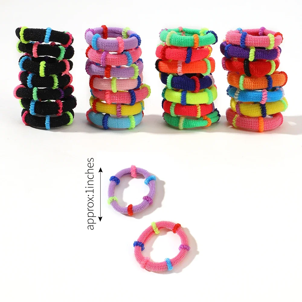 40/60pcs Elastic Hairband Colorful Rubber Bands for Children Ponytail Support Hairties Splicing Headrope Kids Hair Accessories