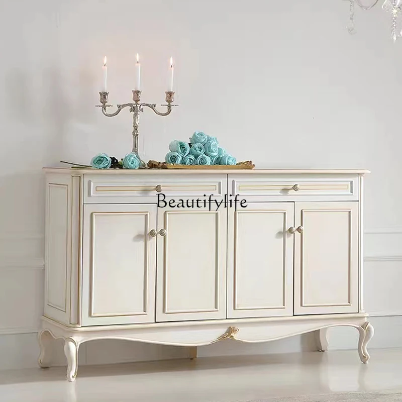 

*French palace light luxury solid wood dining side cabinet, locker, simple living room decorative cabinet