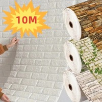 70cmx1m/5m/10m Metre 3D Soft Foam Brick Wallpaper Sticker  Self Adhesive Living Room Home Kitchen Bathroom Decorative Wall Paper