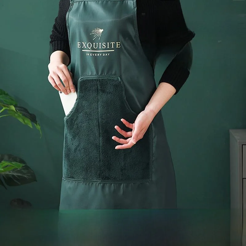 

High-End Thickened Apron Waterproof Oil-Resistant Kitchen Home Use Cooking Hand-Wiping Wear-Resistant New 2026 Model