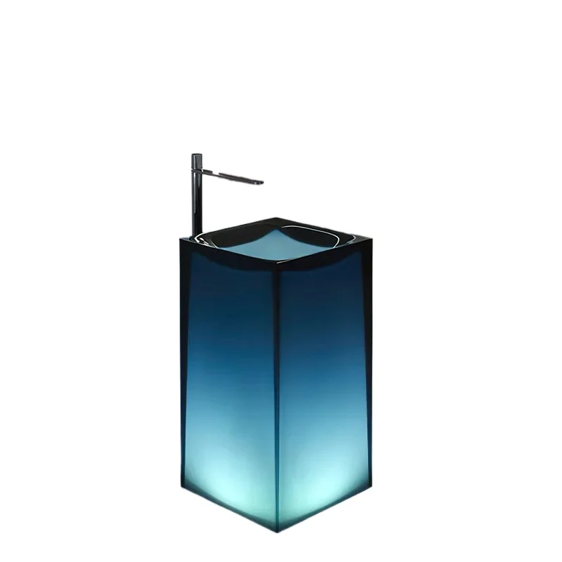 

Basin Hotel Column Washbasin Balcony Wash Basin Color Luminous Transparent Resin Pedestal