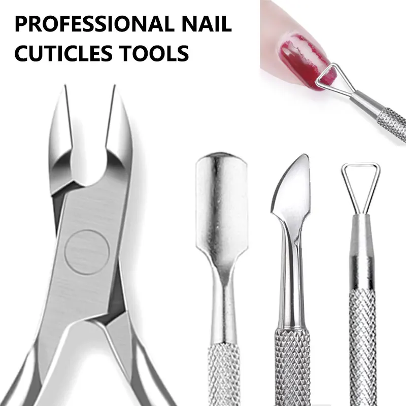 

Professional Stainless Steel Nail Cuticle Scissors Nippers Function Cuticle Pusher Remover Manicure Trimmer Nail Art Care Tool