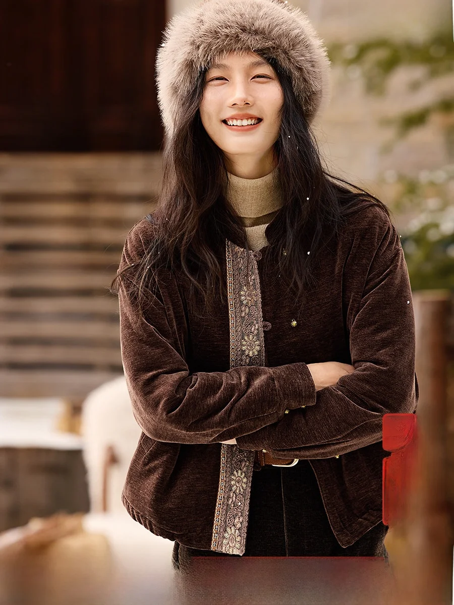 

XWI, китайская хлопковая куртка с металлическими пуговицами, женская свободная теплая красивая верхняя одежда, длинный воротник-стойка, повседневная одежда