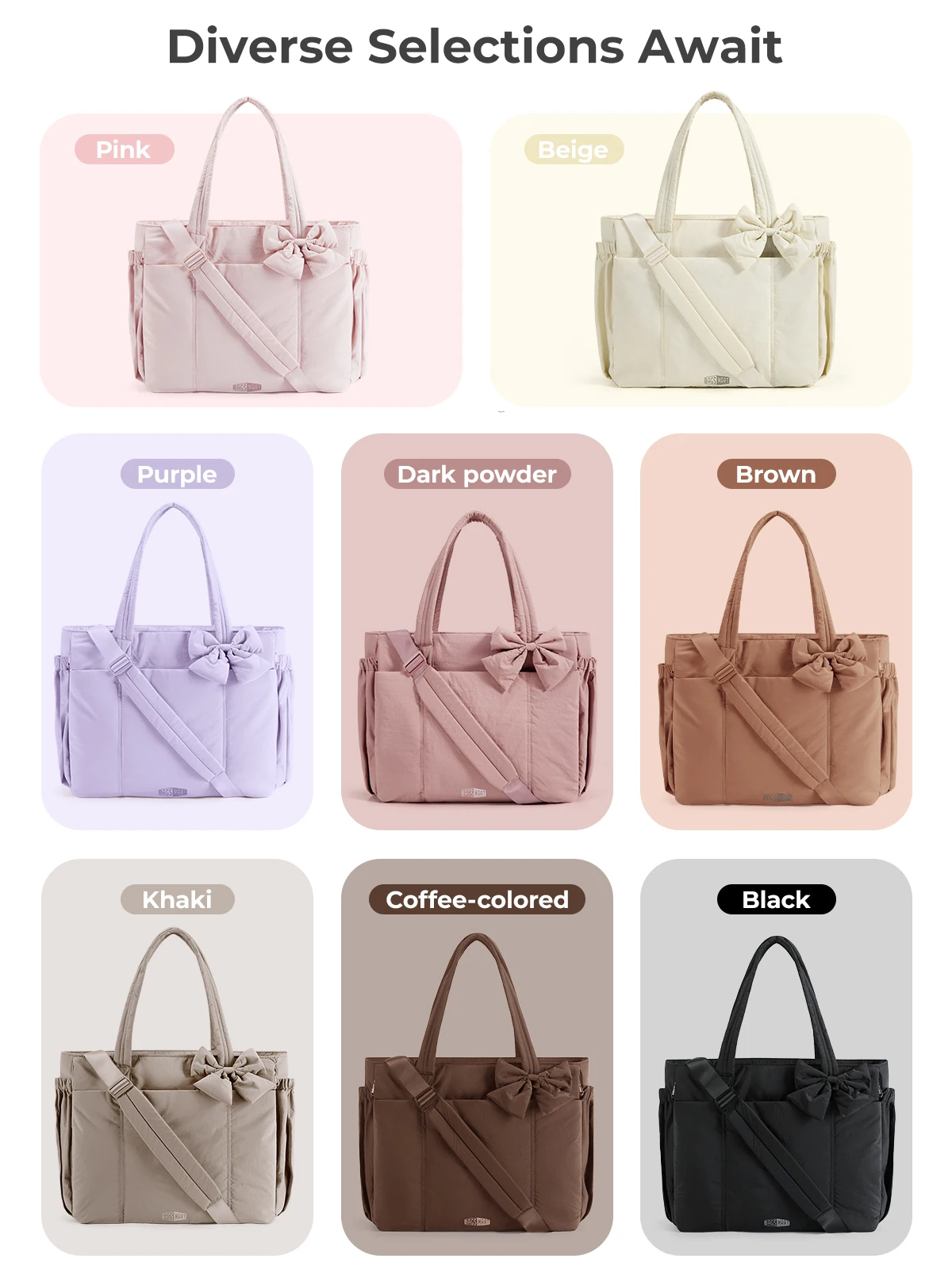 BAGSMART Einkaufstasche mit großer Kapazität für Damen, vielseitige Handtasche zum Pendeln, Messenger-Schultertasche mit mehreren Taschen – Detail 8