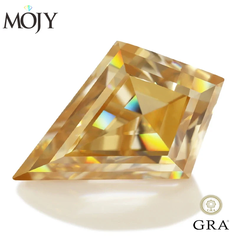 

MOJY Champagne Color Moissanite Loose Stone Kite Cut Gemstone for Women Fine Jewelry Diamond Ring Material with GRA Certificated