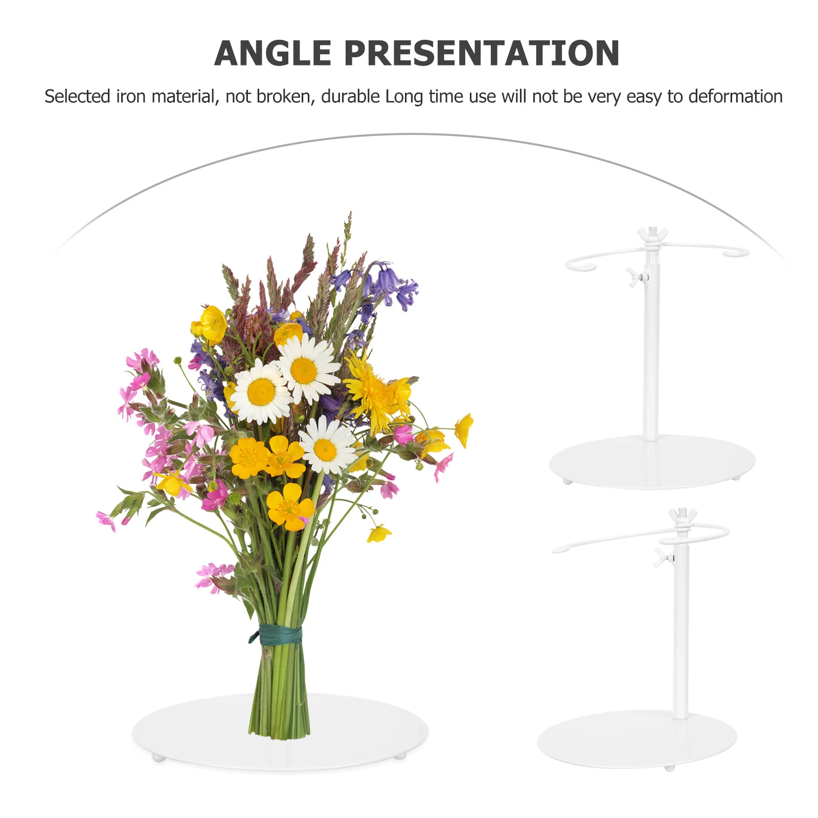 

Bouquet Stabilizer Iron Desktop Holder Adjustable Height Rotating Round Top for Personalized Flower Arrangements