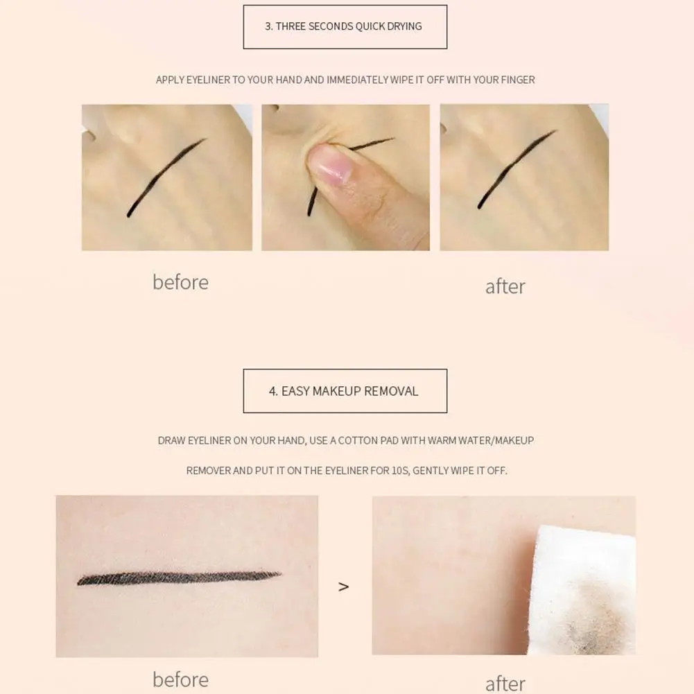 防水リキッドアイライナーペン、にじみにくい長持ちメイク、極細チップで正確なラインを描く、ブラックブラウンアイライナー