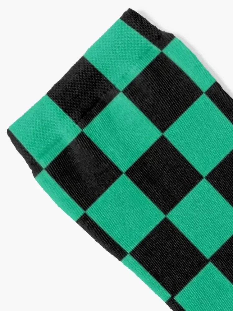 Checkered Pattern - Black and Green Socks with print Novelties funny gifts floor Mens Socks Women's