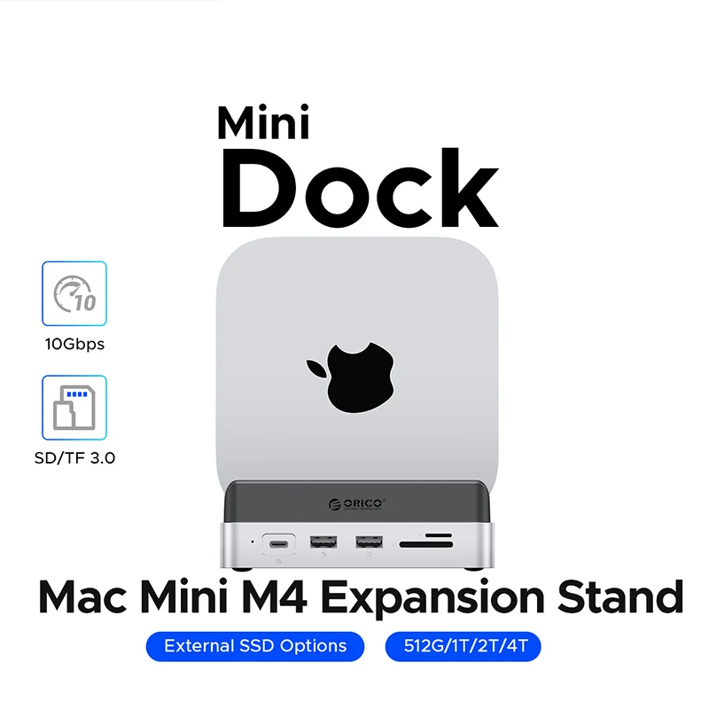 

Док-станция MiniDock для хранения данных для Mac Mini M4 и M4 Pro, док-станция USB3.2 Gen2 Type C с 512G 1T 2T 4T M.2 SSD Опции