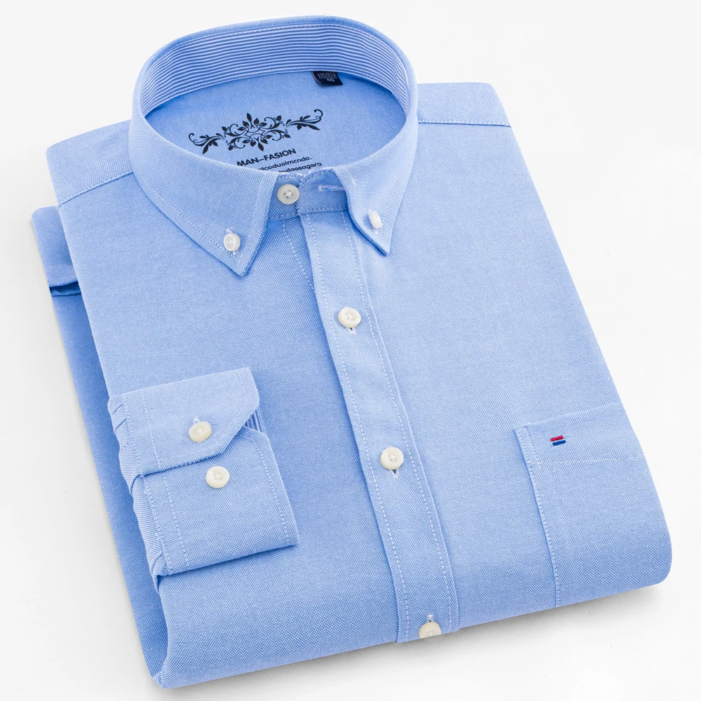 Camisa lisa de mezcla de algodón elegante para hombre, camisa formal de manga larga con botones y solapa transpirable de ajuste Regular para actividades de negocios