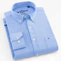 Camisa lisa de mezcla de algodón elegante para hombre, camisa formal de manga larga con botones y solapa transpirable de ajuste Regular para actividades de negocios
