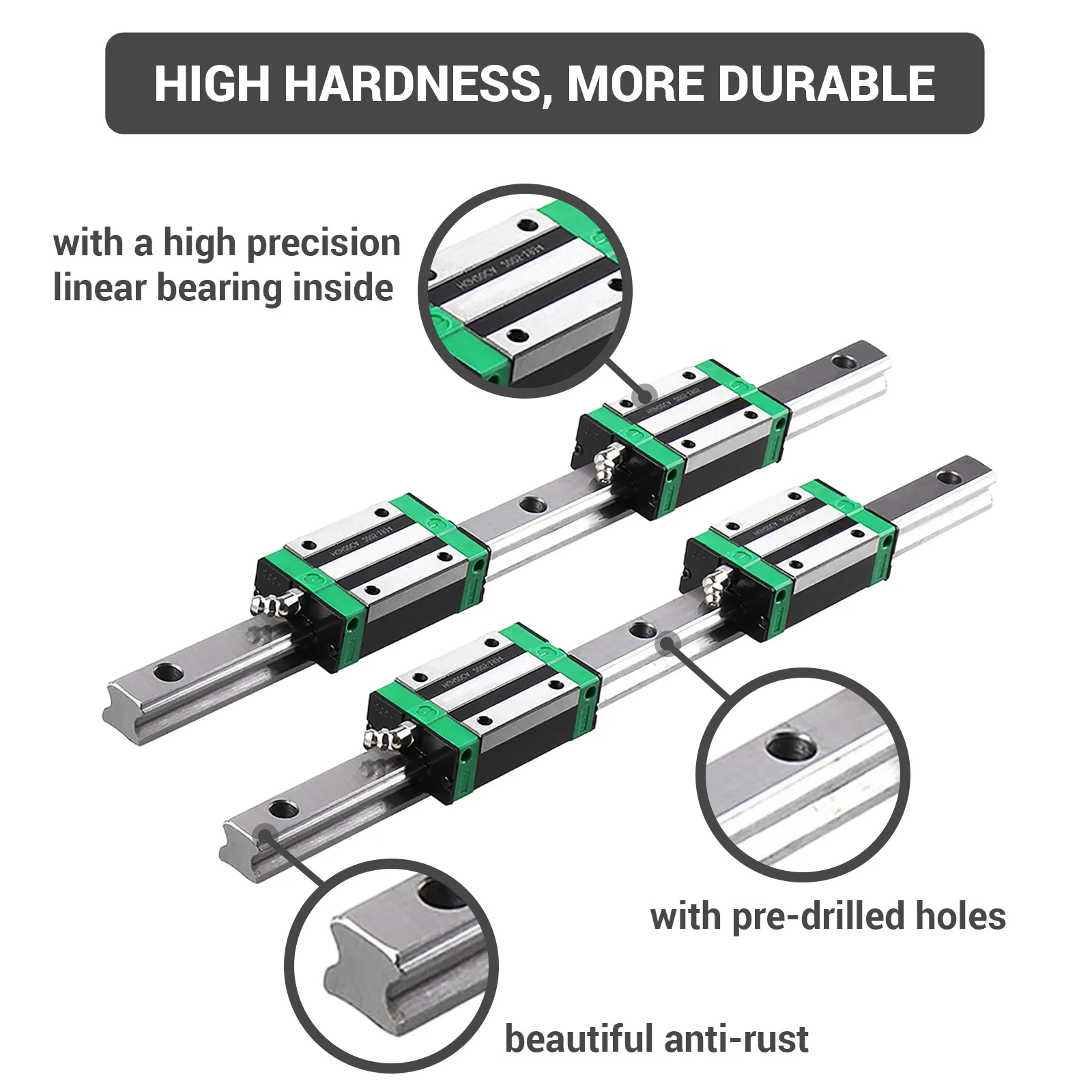 2pc HGR15 HGR20 Square Linear Guide Rail 200-2200mm+4pc HGH15CA/ HGH20CA/HGW20CC Bearing Blocks For CNC 3d Printer-Ship from USA