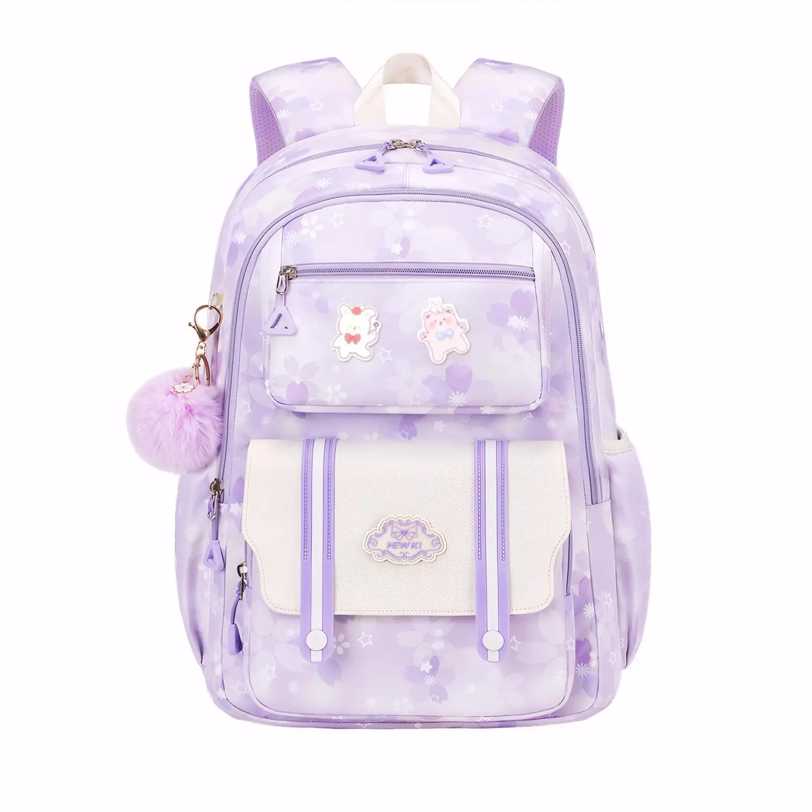 School Bag 20 Liters Backpack Girl Kawaii School Bag with Pendant Water Resistant Nylon Primary School Girl Bag for Children