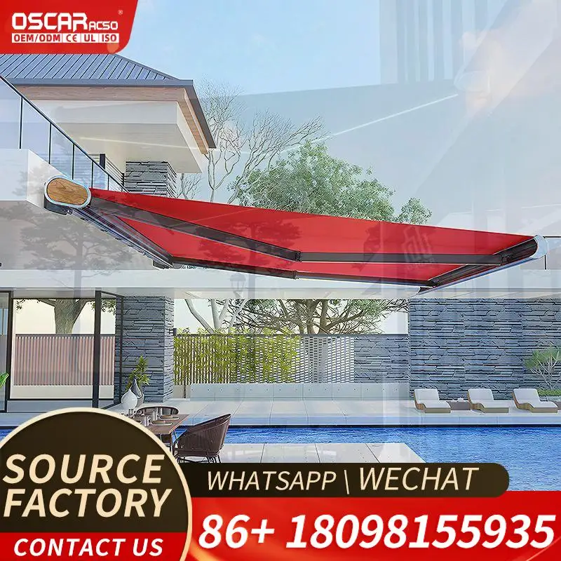 Retractable Waterproof Folding Canopy for Outdoor Patio Sunshade Motorized Electric Automatic Awning Suitable for Backyards Gard