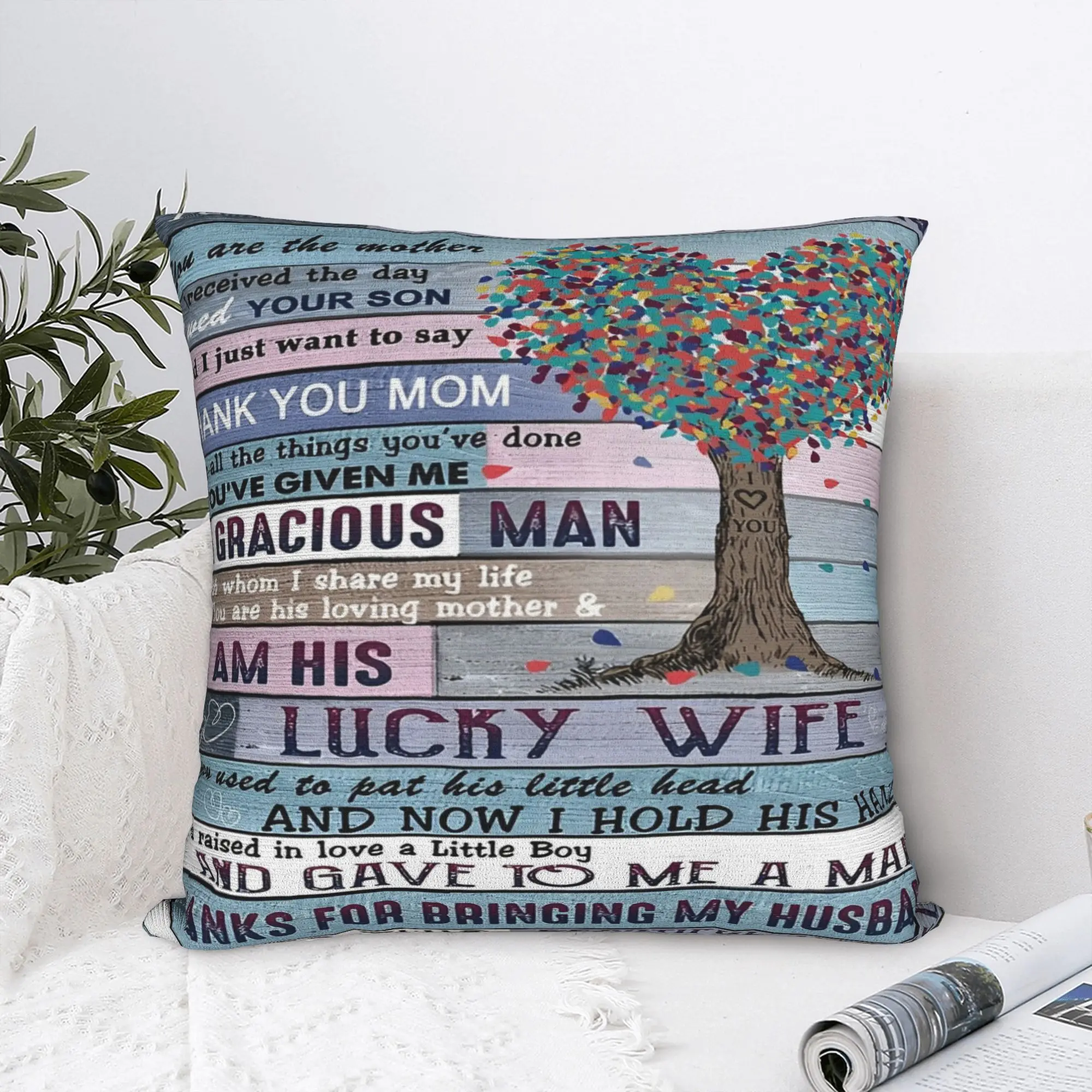 Mother's Day  Square Pillow Cases Love From Son Cushion Covers Awesome Polyester Decor Pillowcase for Car 40x40cm