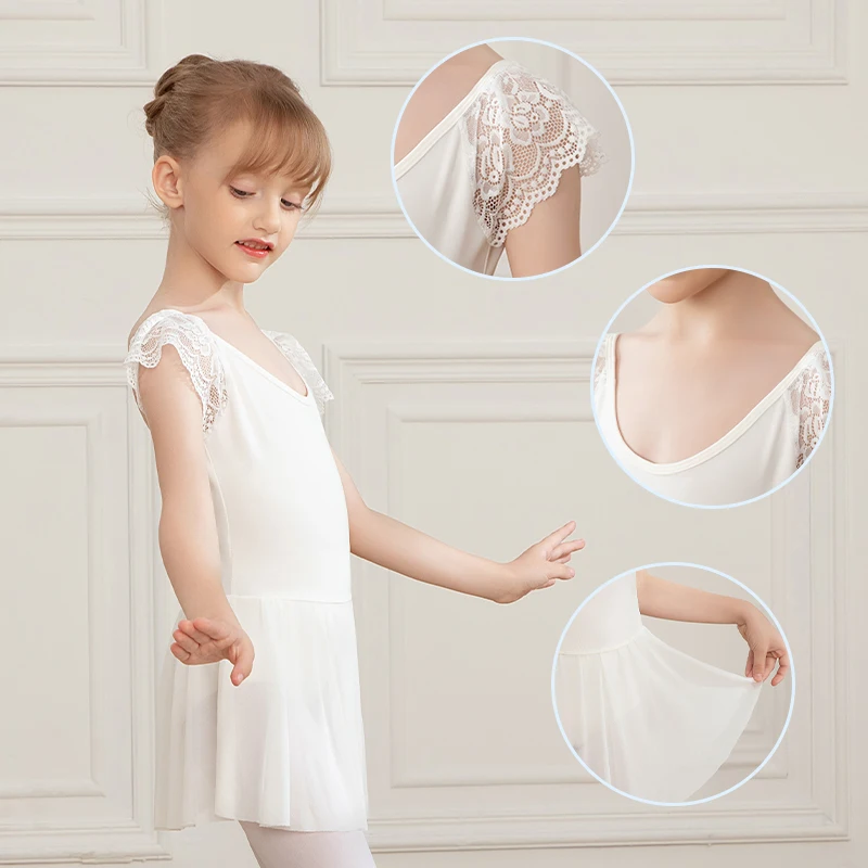 Sukienka do tańca dla dziewcząt, sukienka baletowa z krótkim rękawem, strój do badania fizycznego, strój do ćwiczeń tanecznych dla dzieci, strój do występów tanecznych