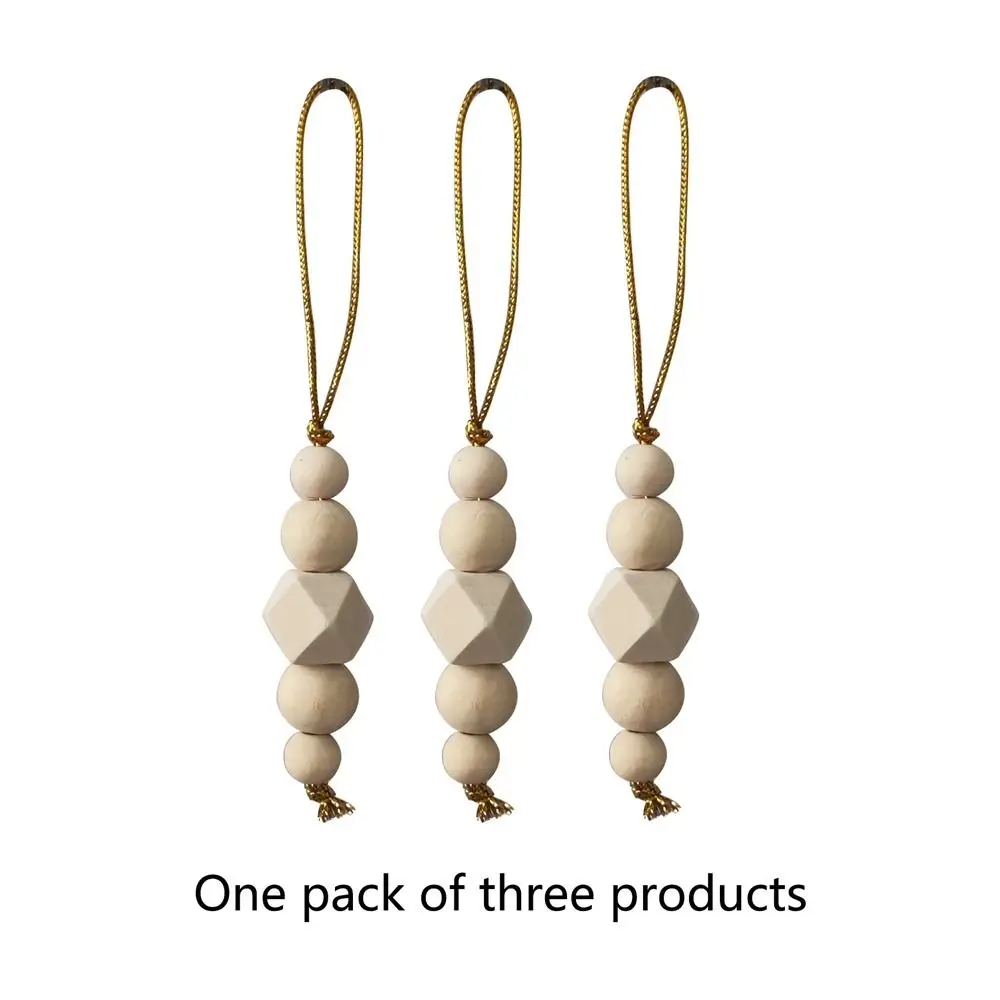 

3pcs Round Christmas Tree Wooden Beaded String Handcrafted Hanging Wooden Bead String Pendant Decorative Christmas Tree Pendant