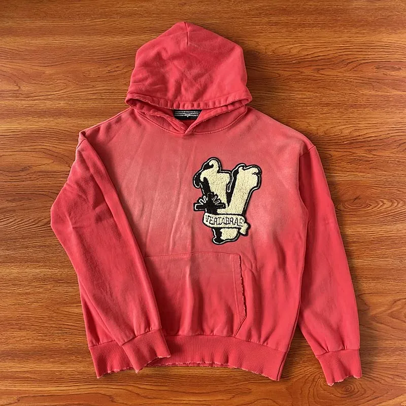 

Vertabrae Heavy Du Waed out Logo Hoodie Youth Faion Casual Sweatirt Embroidered Patch Torn Jeans Sle Autumn Wear