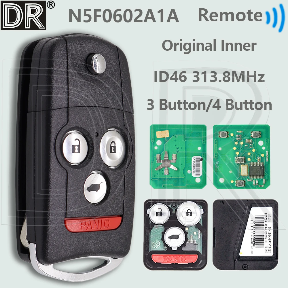 

Оригинальный автомобильный ключ-пульт DR Inner N5F0602A1A 313.8MHz ID46 PCF7936 для Honda Acura RDX MDX 2007-2012