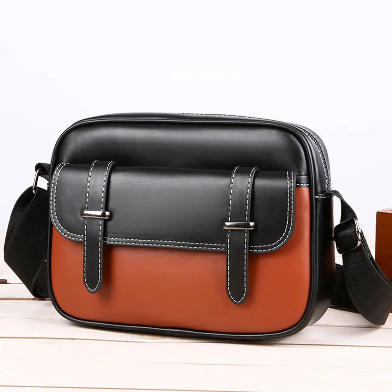 

Fashion Men's Vintage Satchels Bag Contrast Color Portable Mobile Phone Purse Travel Storage Crossbody Shoulder Bags Flap Packs